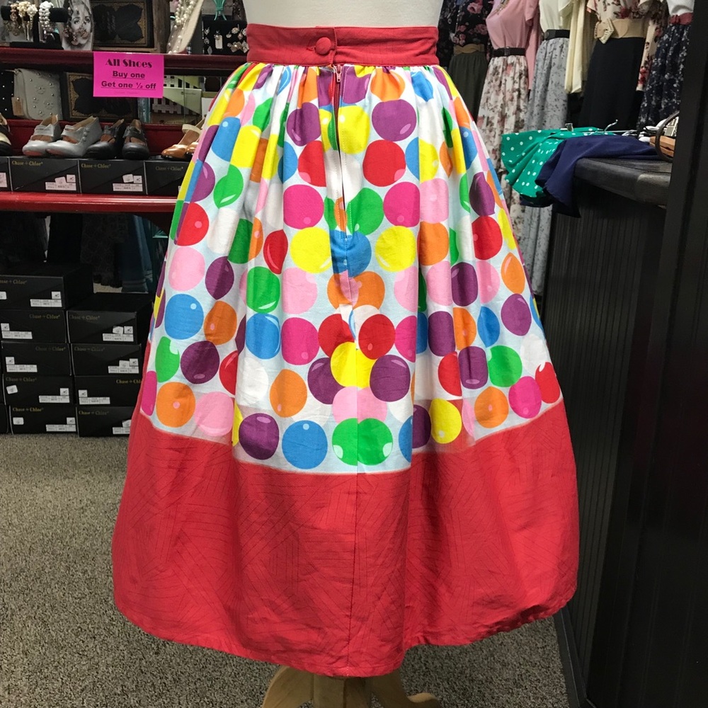 Bubblegum Skirt Unique Vintage Retro Pinup Red - Picture 2 of 4